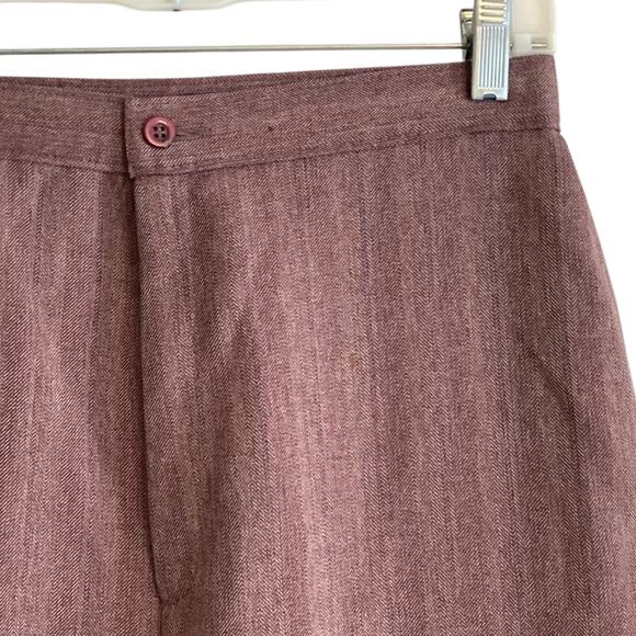 Vintage Womens Dress Pants Sz 28 Cherry Herringbone Wide Leg 1970s Pleated Masc - Picture 8 of 16
